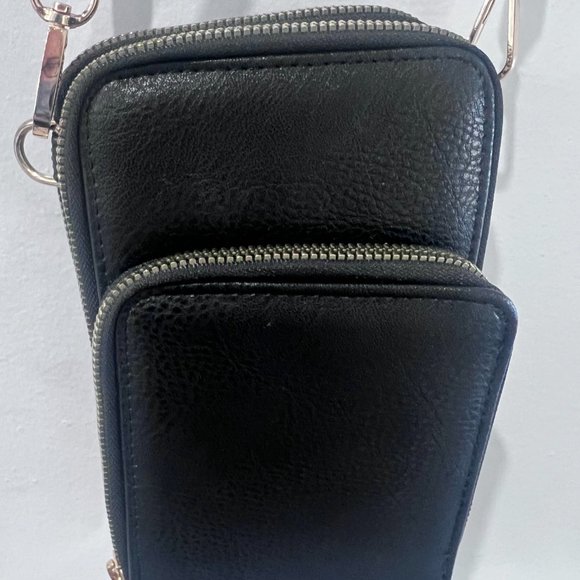 Black Purse with Gold Accents & 3 Compartments for Phone, Wallet, Keys, Cards - Picture 6 of 6